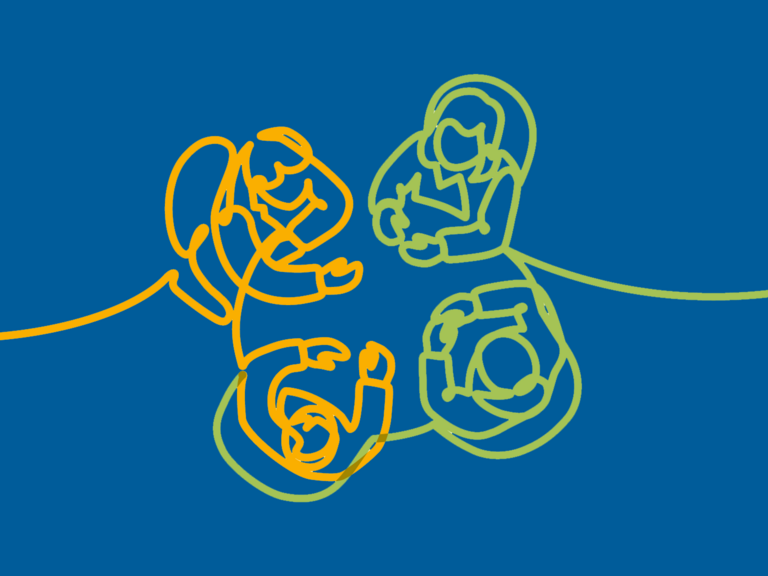 Eine Grafik mit Personen an einem Tisch zum Fachkongress zur Weiterentwicklung der Versorgung psychisch erkrankter Menschen Hamburg im Albertinen Krankenhaus